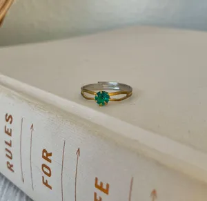Petite Adjustable Birthstone Fashion Ring “Blessing” Green Emerald Forest Round Jewelry thumbnail 1