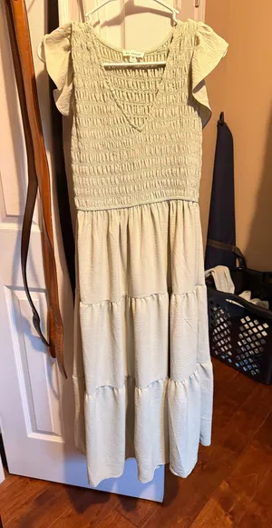 Blu Pepper Smocked V-Neck Flutter Tiered Dress thumbnail 1