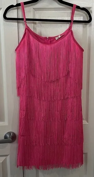 Main Strip Hot pink fringe dress thumbnail 1