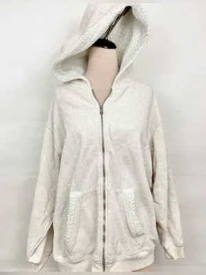 American Eagle aerie Cream Zip-Front Sherpa Lined Hoodie XL thumbnail 1