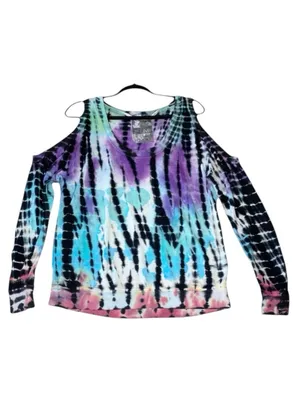 YFB Young Fabulous & Broke ☀︎︎ Cold Shoulder Pullover ☀︎ Multi Tie Dye ☀︎ Medium thumbnail 3