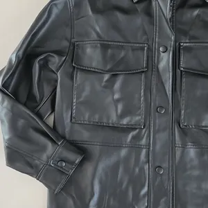 Zara Faux Leather Overshirt, Shacket In Black Size M thumbnail 7