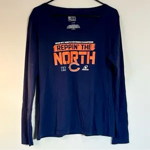 Fanatics NFL Chicago Bears Reppin' the North Navy and Orange Long Sleeve Tee - L thumbnail 1
