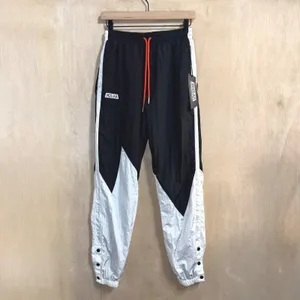 MOOLAH Womens S Black White‎ Snap Track Pants Tearaway Joggers Orange Drawstring thumbnail 3