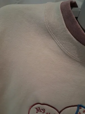 Cream Embroidered Heart Sweatshirt with Blue Ribbon Detail thumbnail 5