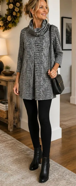 Tyler Boe Kim Print Cowl Neck Tunic Top Snake Print 3/4 Sleeve Stretch Knit~S💛 thumbnail 1