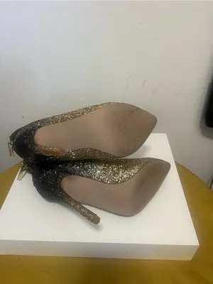 Shoe Dazzle Black to Gold Ombre Glitter Stiletto Ankle Boots thumbnail 8