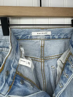 Pacsun Womens Dad Jean Light Blue Wash Distressed Rips Cotton Button Fly Size 23 thumbnail 4