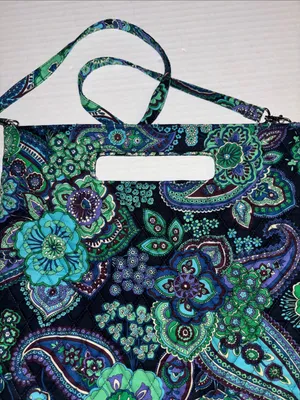 Vera Bradley Blue Rhapsody Cotton Tote Paisley Floral Design Handle And Strap thumbnail 4