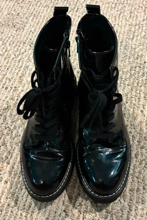Kohl's Black Patent Combat Boots thumbnail 1
