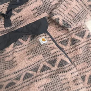 Carhartt Womens Mauve Geometric Fleece Snap Pullover XL 16/18 EUC Relaxed Fit thumbnail 7