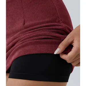 Halara High Waisted Y2K Mini Corduroy Stretch Casual Skirt Pomegranate Large thumbnail 2