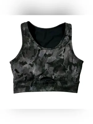 Mono B Metallic Camo Holographic Foil Black Sports Bra thumbnail 3