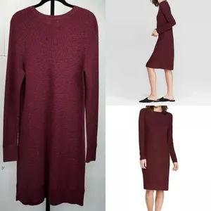 A New Day Sweater Dress Womens M Burgundy Ribbed Knit Midi Long Sleeve Fall thumbnail 2