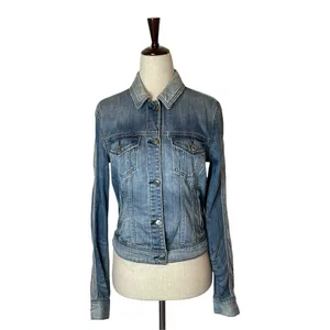 American‎ Eagle Outfitters Jacket Women XS Blue Denim Star Sleeve Jean Retro NWT thumbnail 3