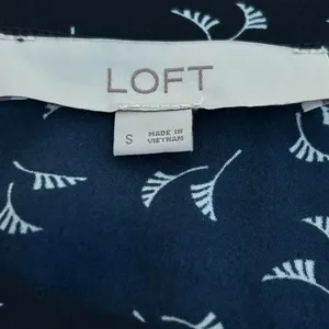 Loft Leaf Print Blouse Navy White Size S thumbnail 10