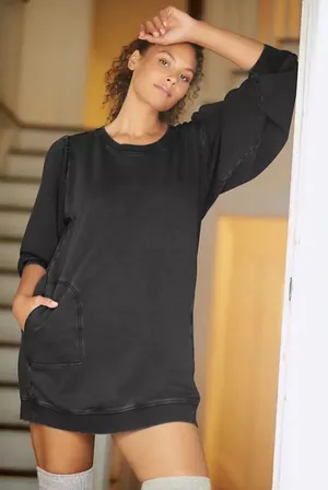 Anthropologie daily practice washed Black Tunic dress 1X thumbnail 1