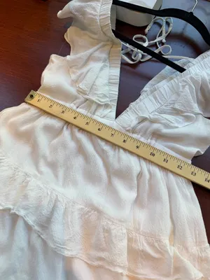 Nordstrom BP White Ruffle Tiered Deep V Neck Mini Dress Size XS thumbnail 9