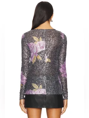Free People Intimately Gold Rush Long Sleeve Sequin Top Black Combo. Small thumbnail 2