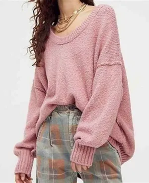 Free People Brookside Cotton Blend Tunic Sweater Alpine Rose thumbnail 1