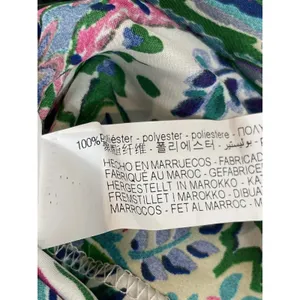 Zara Blouse XXL Paisley Floral Button Front Long Sleeve Shirt Green Pink NWT thumbnail 7