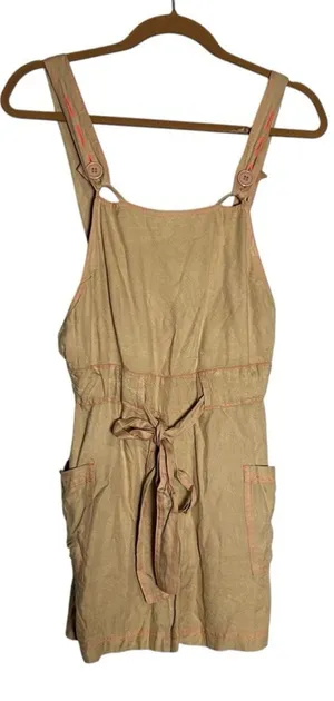 NWT ASOS Tan w/ Pink‎ Stitching Shorts Overall Romper Size 4 thumbnail 1