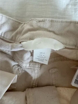 H&M cropped fringe white denim pants thumbnail 2