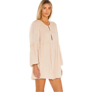Revolve Indah Minta Solid Seamless Babydoll Mini Dress in Doe Natural S/M thumbnail 4