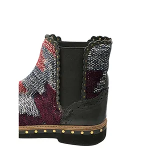 Free People Brayden Western Booties Black Kilim Woven Studded Leather 37 Womens thumbnail 3