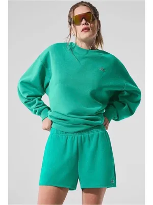 Alo Yoga Accolade Crew Neck Pullover Sweatshirt Spruce Green XXS Athleisure Rare thumbnail 2