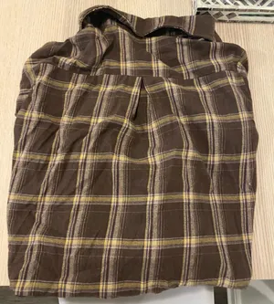 Brown and yellow plaid button down Size L thumbnail 2