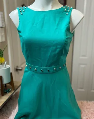 Speechless Teal Studded Open Back A-Line Dress Women’s Size Small Formal Party thumbnail 1