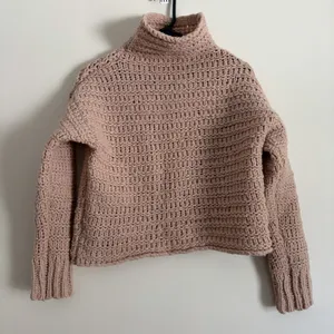 Free People XS/S Wool Blend Chunky Knit Mock Neck Sweater Dusty Rose Pink thumbnail 1
