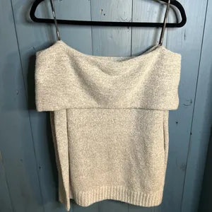Forever 21 Off-Shoulder Light Gray Sweater | Size Medium thumbnail 2