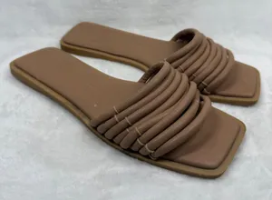 Dolce‎ Vita Clear Tan Padded Multi Strap Square Toe Flat Slide Sandals Est 11 thumbnail 1