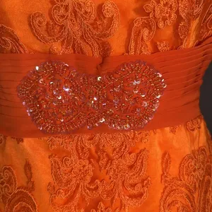Women’s Orange Tea Length Formal Mother of the Bride Dress Corset Back Size 14 thumbnail 3