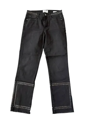 FRAME Le High Straight Studded Black Jeans Size 27 thumbnail 6