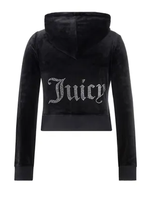 Juicy Couture Women's OG Big Bling Velour Hoodie‎ Black Size XS thumbnail 4