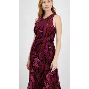 Sam Edelman Laurel Leaf Embroidered Mesh Midi Dress Size 4 Pink Magenta thumbnail 2