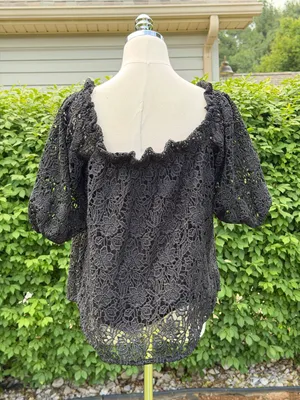 Maeve Anthropologie Whimsigoth‎ Off Shoulder Cutwork Lace Boho Top XXS Romantic thumbnail 6