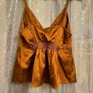 Abercrombie & Fitch Copper Orange Satin Tie Front Cami Tank Small NWT‎ thumbnail 2