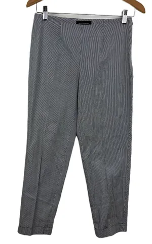 Piazza Sempione Jacqueline Trouser Pants Womens 40 Black White Stripe Career 25" thumbnail 1