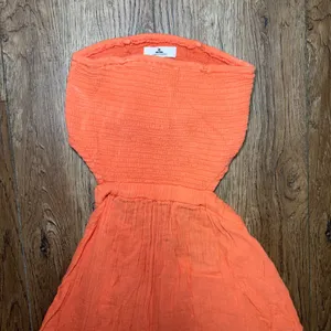 Rip Curl Orange Peach Tiered Maxi Dress Smocked Strapless XS 100% Cotton Boho thumbnail 8