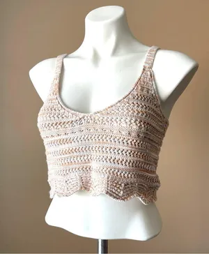 OLIVACEOUS | Multicolored Crochet Knit Scalloped Hem Cropped Tank Top Sz S thumbnail 2