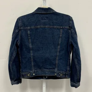 Calvin Klein Jeans Women's Dark Wash Denim Trucker Jacket Blue Cotton Size Small thumbnail 2