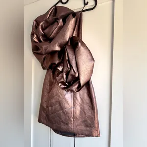 Zara Bloggers Fave Metallic Voluminous Flower Strapless Mini Dress Size Small thumbnail 11