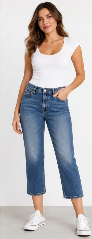 Levi’s Women’s Size 4 W27 Cropped Straight Leg Jeans Blue Denim thumbnail 1