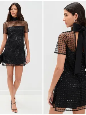 NWT STAUD Ilana Mini Dress in Stardust Onyx Black Sequin Stars Size Small thumbnail 2