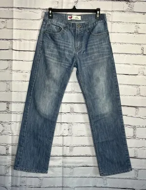 Levi's 514 Blue Straight Leg Jeans Classic SZ 29/29 Bootcut Distressed High Rise thumbnail 1