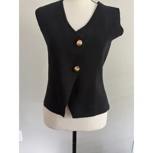Black vest with gold tone buttons. Small thumbnail 2